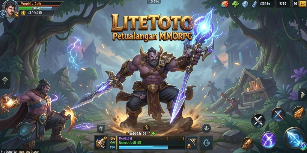 Screenshot gameplay LITETOTO yang menunjukkan pertarungan epik MMORPG.