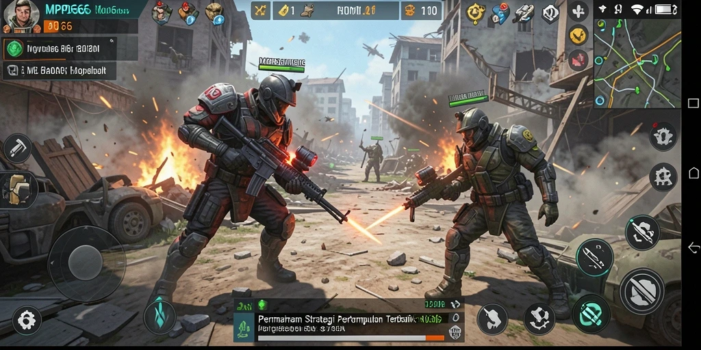 Screenshot menampilkan aksi pertempuran strategis dalam MPO666.