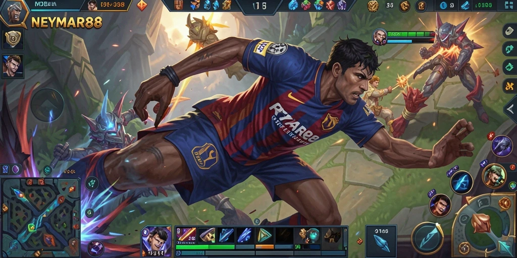 Tampilan gameplay seru dalam game MOBA NEYMAR88.