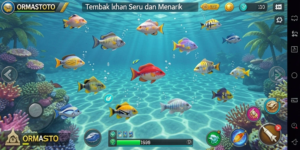 Tampilan gameplay memancing ikan seru di ORMASTOTO